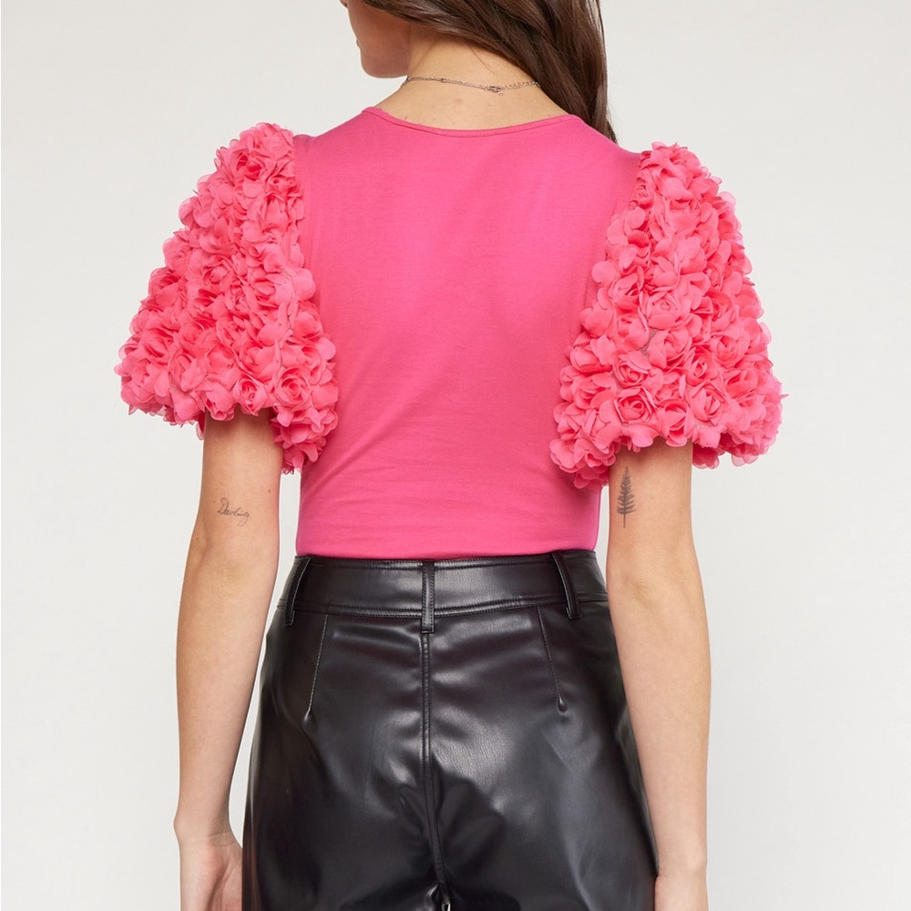 ๐ENTRO Pink bossy suit with puffy flower sleeves ๐ - Picture 4 of 6
